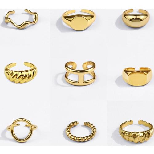 Season Gate 925 Sterling Silver Trendy Personality Simple Geometric H Shape Adjustable Size Open Ring SR126