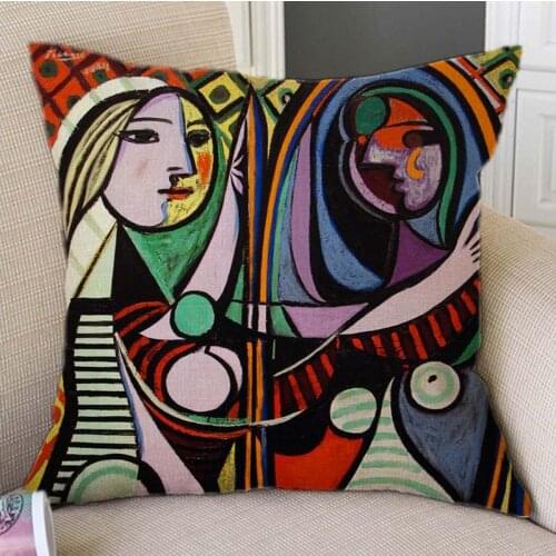 Pablo Picasso Masterpiece Art Work Abstract Oil Painting Dream Weeping Woman Mirror Home Decor Throw Pillow Case Cushion Cover