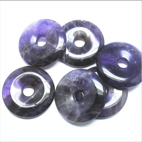 5pcs nature amethystt stone pendants round shape china laboradorite green aventurine cherry quartz 30mm donut shape for necklace