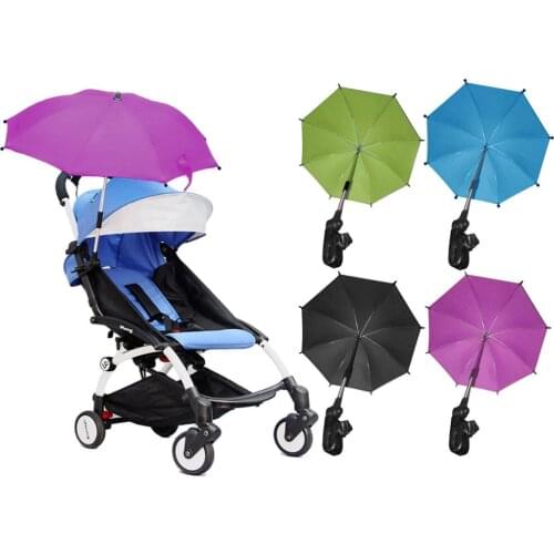 Baby Stroller Umbrella Adjustable Pram Pushchair Sun Shade UV Rain Protection Umbrella Sunshade Parasol & Holder Clip Accessory