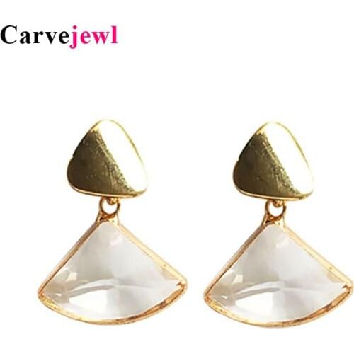 Carvejewl Sector crystal resin Drop dangle Earring gold plating Korean design Simple cute earrings for women Jewelry Accessories
