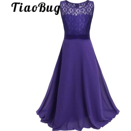 Flower Girls Chiffon Dress Kids Girls Floral Lace Dress Flower Girl Dress Ball Gown Prom Wedding Maxi Princess Communion Dress