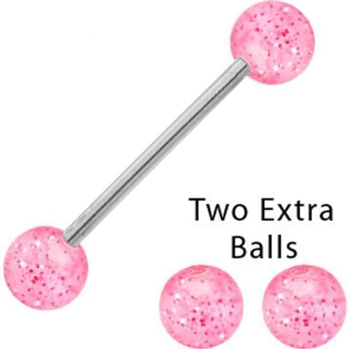 10PCS Surgical Steel Glitter Tongue Piercing Ball Barbell Bar Tongue Ring Body Studs Piercing Jewelry Women Men Piercing