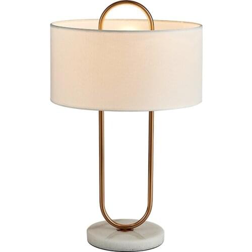 Nordic Rose Gold Rack Marble Table Lamp with Fabric Cloth Lampshade Desk Lamp for Bedroom Bedside E27 Light