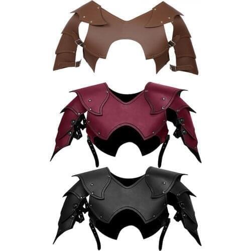 Steampunk PU Leather Breastplate Shoulder Armor Buckle Belt Punk Medieval Mens Warrior Knight Cosplay Party Halloween Costume
