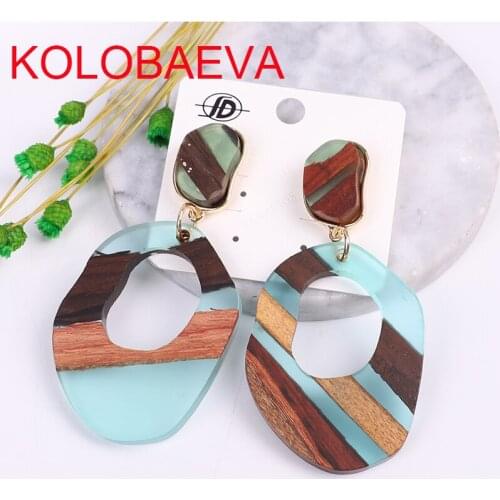 Vintage big Drop jewelry fashion earrings for women Acrylic korean earrings statement gold Designer punk asymmetrical earrings