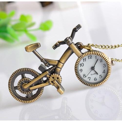 Vintage Classic Unisex Bicycle Pendant Necklace Quartz Pocket Watch Keychain Key Ring Holder relogio велосипед zegarek meski