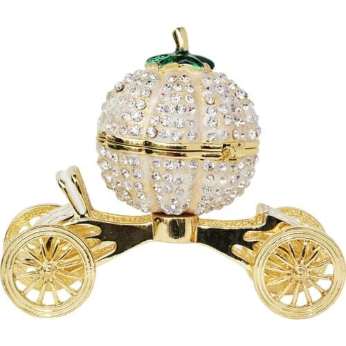 Vintage decor carriage egg pumpkin wedding jewerly box bejeweled trinket box bling crystal jewelry birthday gifts collectibles