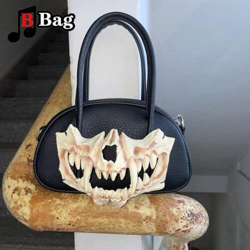 Gothic Womens Hot Girl retro Handbag Y2K Skeleton Sharp teeth Mask messenger bag Fashion Halloween shoulder bag Tote