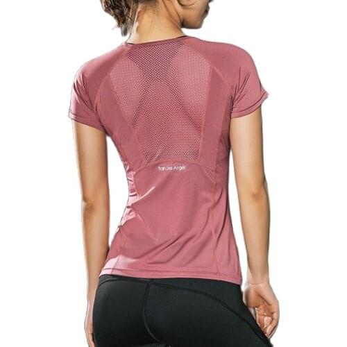 Women Summer T Shirts Slim Fit For Sports Fitness Yoga Short Sleeve Yoga Top Mesh Womens Gym Shirt Sport Wear Cycling T-shirt