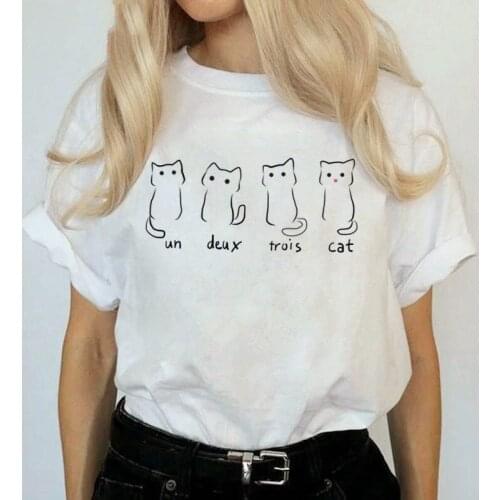 Women Ullzang Grunge Cute 90s Graphic Fashion Tshirt Korean StyleTop Tees Female Cat Harajuku Kawaii Funny Cartoon T Shirt