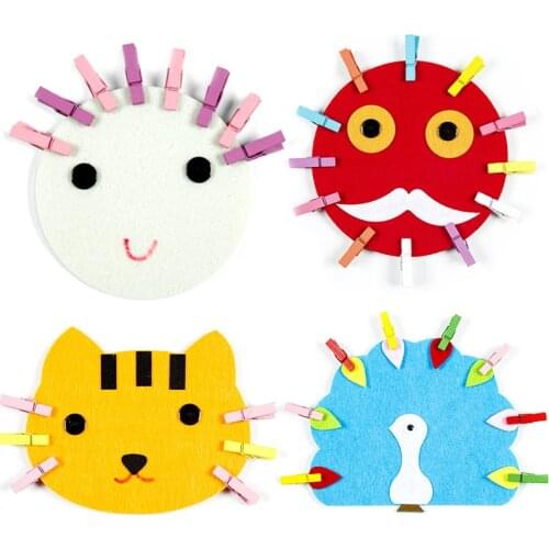 1PC Lovely Teaching Manual Diy Weave Cloth + Wood Clip Early Learning Education Toys Montessori Kindergarten Math Teaching Toy