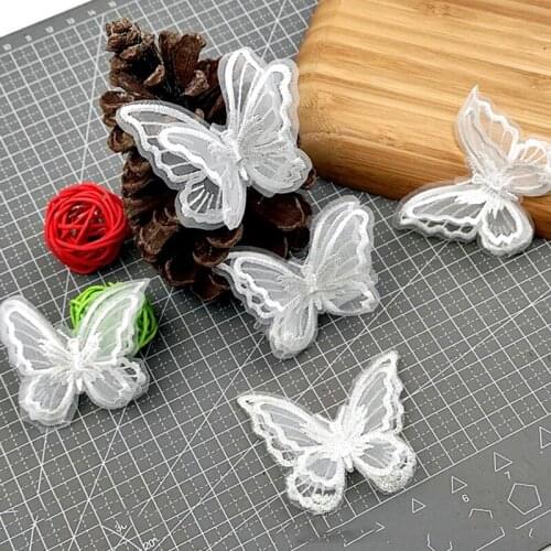 10pcs/lots double layer embroidery butterfly lace Ribbon for Diy Hair Accessories Clothing Headdress Trims
