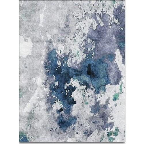 200*300CM Modern Abstract Watercolor Blue Cement Gray Living Room Bedroom Bedside Carpet Floor Mat Customization