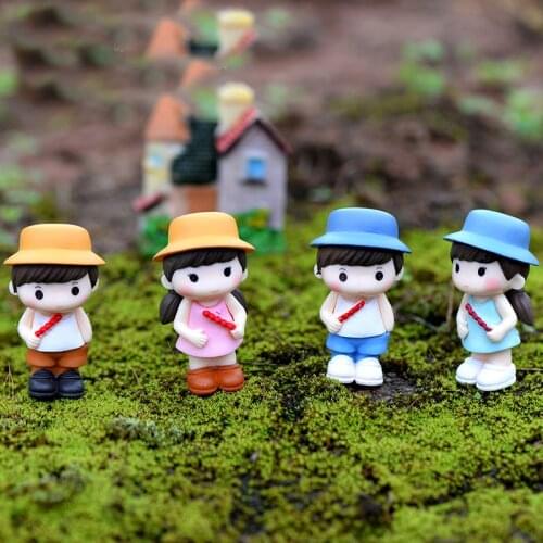4pcs/Set Mini Lovers Dolls Model Figures Micro Landscape Fairy Garden Gnomes Figurine Ornaments Decoration Miniature DIY