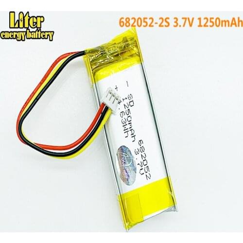 682052-2S 3.7V 1250 mAh Lithium polymer Battery 1.5MM 3 Wire plug For Pet GPS Hunting dog GPS DVR MP3 MP4 682052