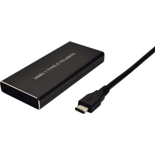 Aluminum 5Gbps USB3.1 Type-C to mSATA SSD 3.0/2.0 HDD Enclosure Box Case Plug and Play