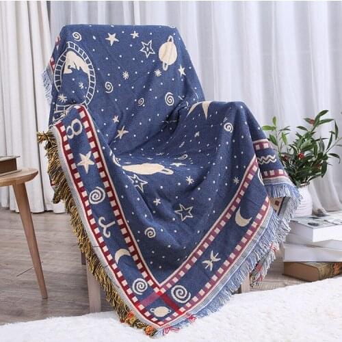 Free ship new star sky sofa towel cover cotton carpet blanket Geometric patterns woven home decorative multifunction thicken rug