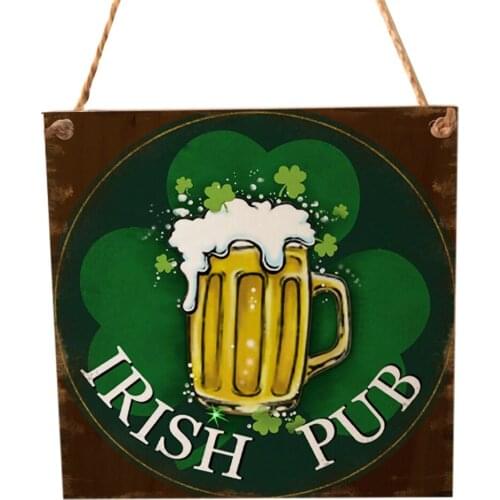 Wooden Happy St. Patricks Day Sign Hanging Sign Indoor Outdoor Door Hanging Decoration Household Festival Decor Small Gifts