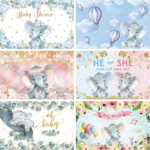 Yeele Newborn Elephant Birthday Party Flowers Photocall Baby Shower Banner Backgrounds Indoor Photographic Studio Backdrop