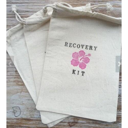Hawaiian wedding Bachelorette Hangover recovery emergancy Survival favor gift Muslin Kit Bags bridal shower party Candy pouches