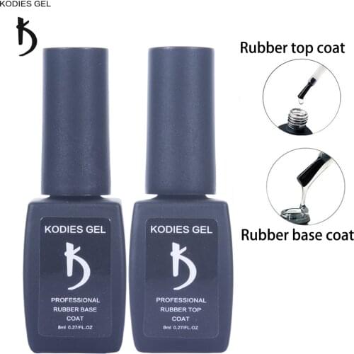 KODIES GEL 2 Pcs/Set Rubber Base Coat Top Coat for Nails 8ML Strong Nail Gel Polish Varnish Long Lasting Primer Base Gellak Kit