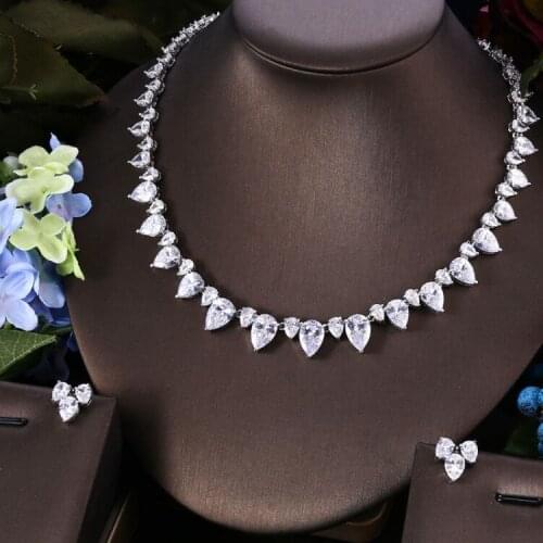 Janekelly 2pcs Bridal Zirconia Full Jewelry Sets For Women Party, Luxury Dubai Nigeria CZ Crystal Wedding Jewelry Sets
