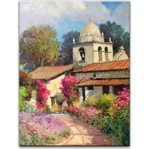 100% hand painted oil painting Home decoration high quality landscape knife painting pictures DM16072113