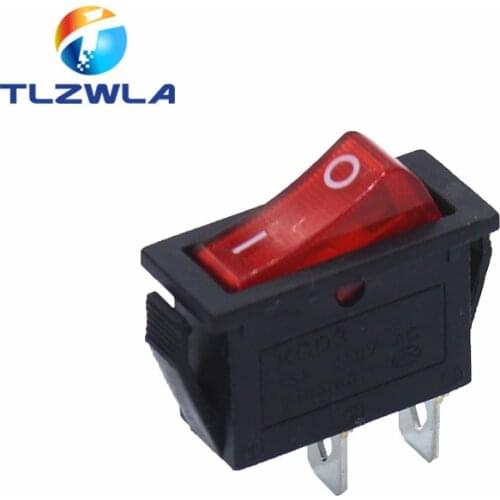 10PCS KCD3 ON-OFF 16A 2Pin Dot Illuminated SPST Snap-In Rocker Switch Single Pole 2 Position With 12/220 Volt LED