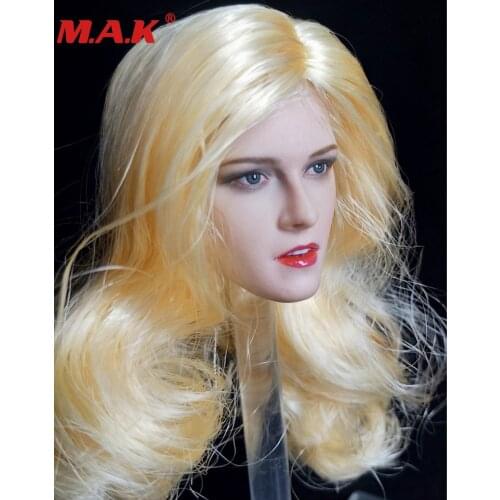 Brown yellow black hair 1:6 scale Kristen Stewart head sculpt carved long hair female woman girl headplay model for 12'' body