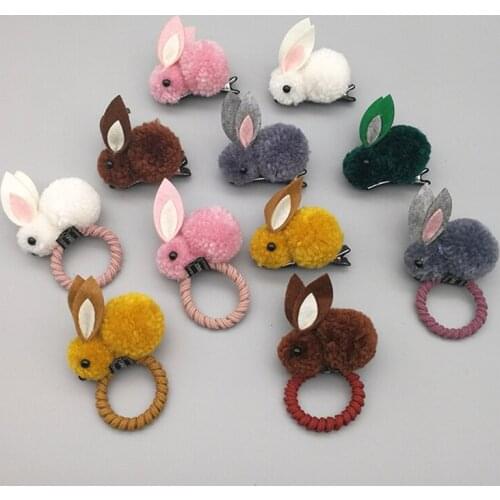 Rabbit Style Hair Bands Felt 3D Animals Plush Rabbit Ears Headband Hair Rope For Children Girls Hair Accessories