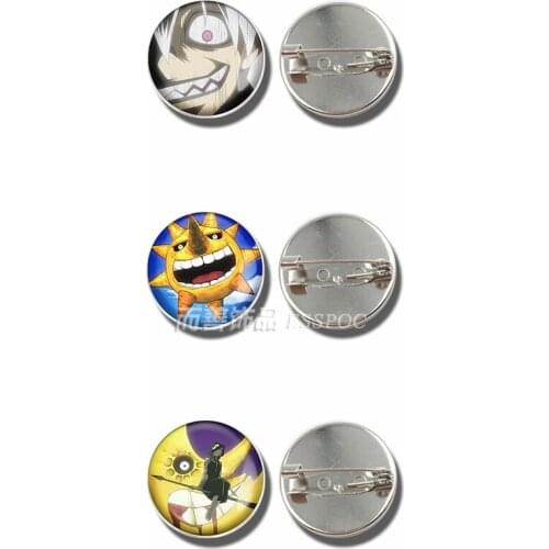 Fashion Game Badge Cartoon Soul Eater Badge Sun Glass Cabochon Brooch Maka Evans Death Emblem Cosplay Jewelry Accessories