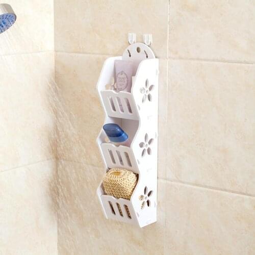 New Wood Bathroom Shelf Hanging Storage Rack Creative Shower Cosmetic Shampoo Holder Soap Dish Bathroom Organizer with 2Hooks