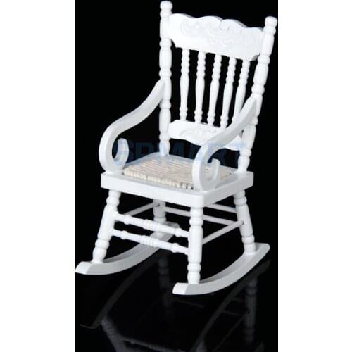 New 2014 Brand New 1/12 Dollhouse Miniature Wooden Rocking Chair Model - White