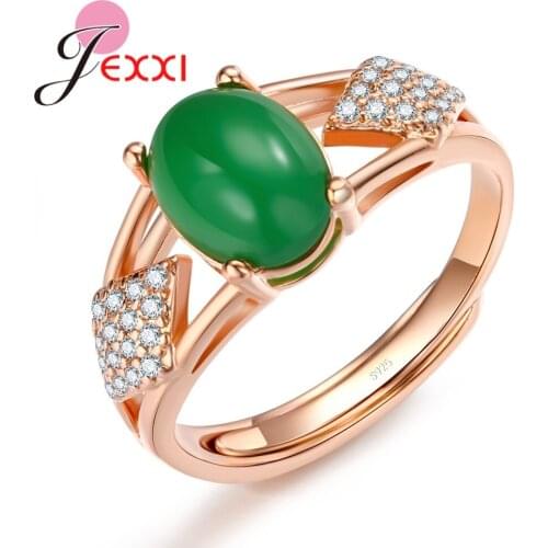 New Arrivals Green White Cubic Zirconia Inlaid 925 Sterling Silver Band Rings For Women Female Anniversary Party Jewelry