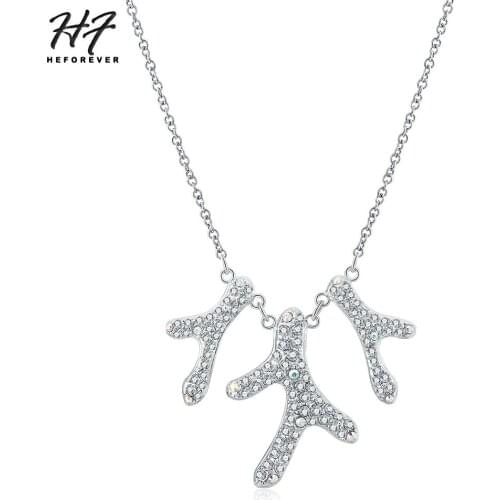 New Design Coral Shaped Pendant Necklace For Women Luxury Silver Color AAA+CZ Fashion Jewelry GIft For Party N194