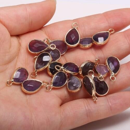 New natural stone pendant drop-shaped purple quartzs faceted pendant necklace for DIY jewelry best birthday gift size 10x14mm