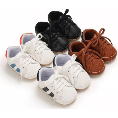 Toddler Shoes Boy Girl Casual Baby Shoes Sneakers Spring And Autumn Lace-up Leather PU Soft-soled Sneakers Sport Prewalker