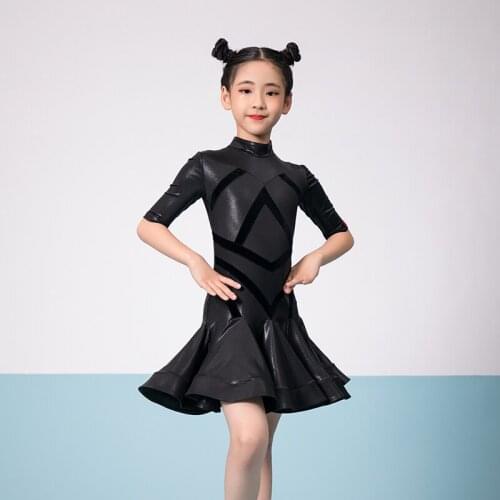 Latin Dance Clothes For Kids Summer Short Sleeve Latin Competition Dress Rumba Tango Samba Salsa Cha Cha Dance Costumes VO998