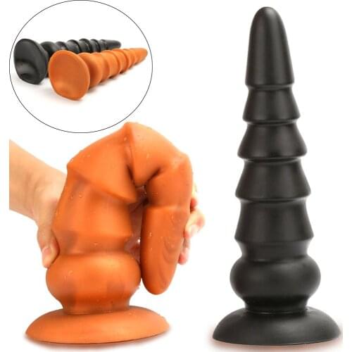 Huge Anal Plug Deeply Inserted Butt Plug Backyard Pull Beads Horse Dildo Sucker G-Spot Stimulator Anal Dilator Couple Sex Toy