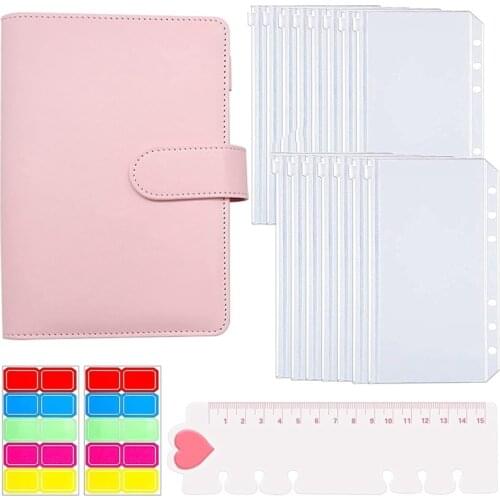 PPYY-Budget Binder, Envelopes with PU Leather 6 Ring Binder,Waterproof Cash Budget Envelopes System with Label Stickers