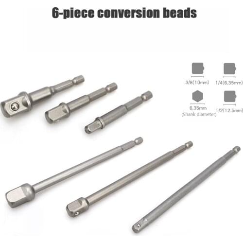 6pcs 1/4" 3/8" 1/2" Driver Adapter Hex Wrench Extension Drill Bits Socket Adapter Power Extension Bit Set for Drills Nut Driver