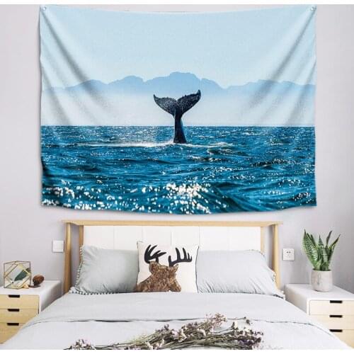 Dolphin beach Landscape pattern cartoon Blanket Tapestry 3D Printed Tapestrying Rectangular Home Decor Wall Hanging style-3