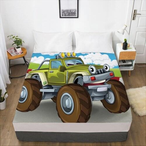 Cartoon Childrens Elastic fitted sheet bed sheet With An Elastic Band 160x200 Mattress Cover Bed cover for kids baby Car sky