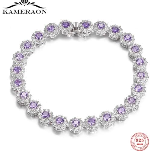 S925 Sterling Silver Zircon Tennis Bracelets Womens CZ Gemstone Fashion Shiny CZ Crystal Bracelet Bangle For Wedding Party