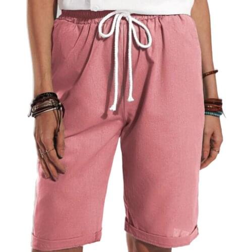 Casual Ladies Shorts Solid Color High Waist Pockets Summer Drawstring Wide Leg Loose Shorts Women Clothing vetement femme 2021