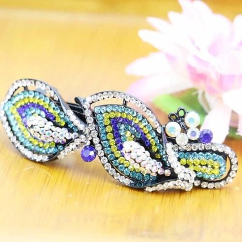 29*87mm Trend Korean Style Peacock Hairpin Hair Accessory Hairpin Inlaid Rhinestone For Women Girls New Jewelry Making Design