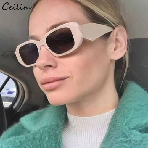2021 New Small Square Sunglasses Women Brand Designer Wide Frame Vintage White Sun Glasses UV400 Fashion Female Shades
