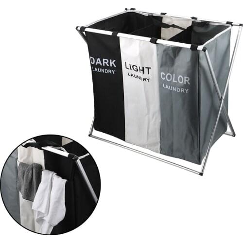 Sorter Laundry Basket Large Collapsible Two/Three Grid X-Shape Foldable Dirty Laundry Basket Organizer Home Laundry Hamper