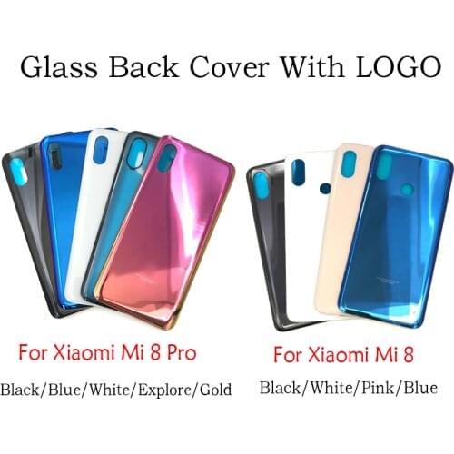 Glass Back Cover Case For Xiaomi Mi8 Mi 8 Pro 8Pro Back Battery Cover Adhesive Sticker Stickers With Logo